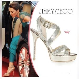𝅺jimmy Choo 'Vamp' Glitter Platform Heels. EU 38.5 Kate Middleton Fave.